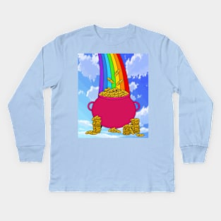 Rainbow With Boiler Pot Full Of Gold Kids Long Sleeve T-Shirt